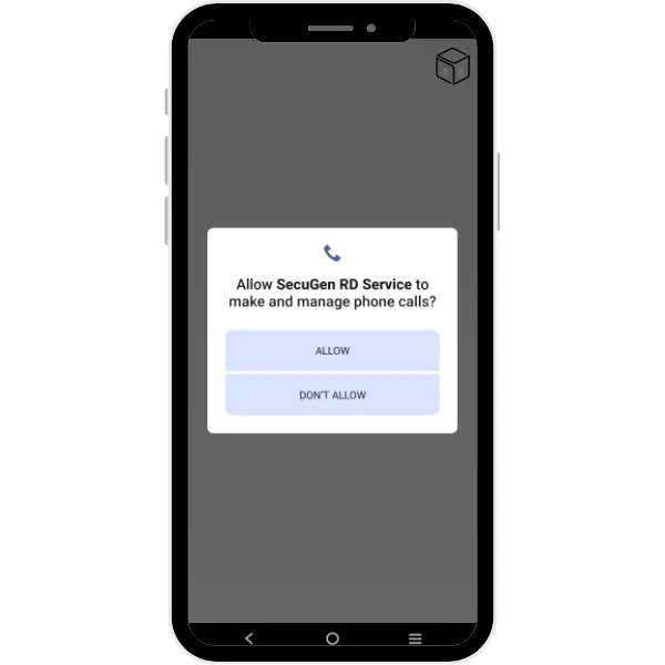 Step 5: Allow  Secugen  RD Service to make calls & manage phone calls as shown in image.
