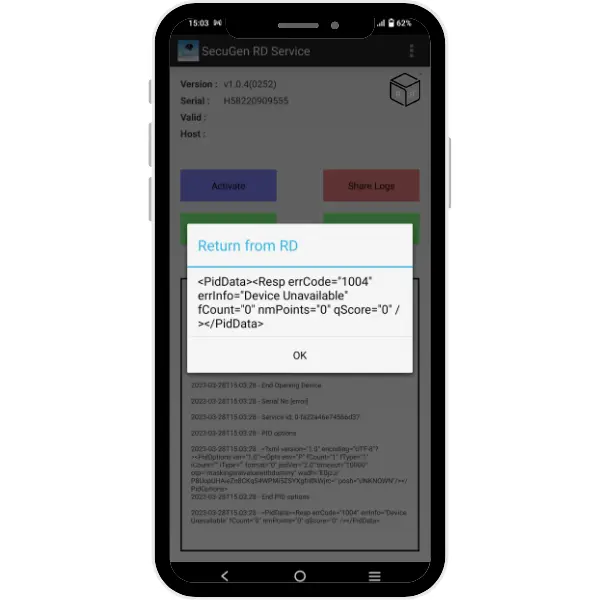 Step 7: Wait for Secugen Rd Service to be ready to use.