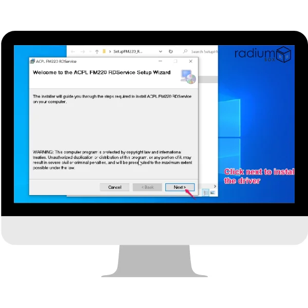 Step 2: Double-click on the "“Setup_FM220” and select install." The installation wizard will appear on the screen. Click "Next" to proceed.
