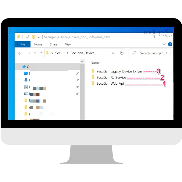 Step 1: The Secugen Rd Service folder contains 3nos. drivers to install, all need to download as mentioned in the image for completion of installation.