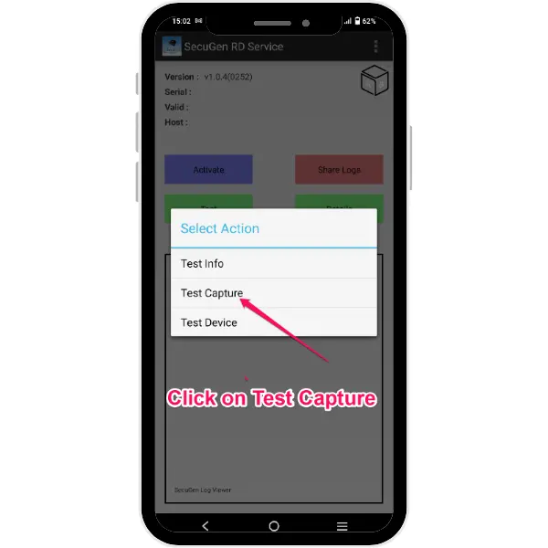 Step 4: Click on Test Capture to test the device,