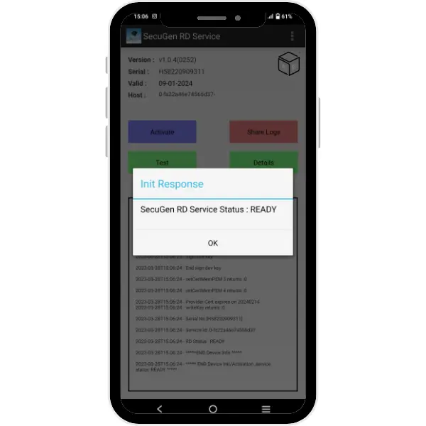 Step 8: Place your finger for test capturing.