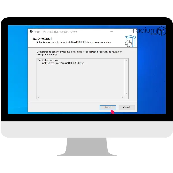 Step 2: After MFS100 Driver setup successful installation,  it is redirected to Mantra Test Application. Device details are only visible in this step if the device is properly working or connected with the system.