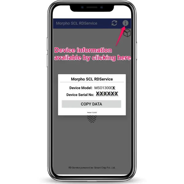 Step 7: Click over “i” on the top right corner to get the device details.